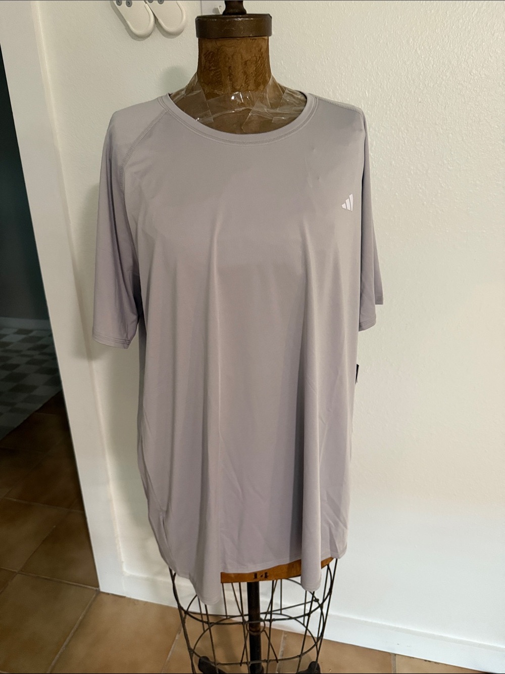 NWT adidas Light Gray Athletic Tee with Subtle Logo Sizes XXL & 3XL